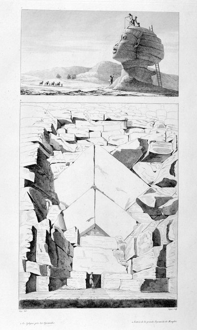 De Grote Sfinx van Gizeh en de ingang van de piramide van Memphis, ca. 1808 door Unbekannt