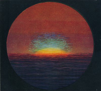 De Groene Flits bij Zonsondergang, Zeldzaam Prismatisch Kleurenspectrum Gebroken door de Atmosfeer, ca. 1935 door Unbekannt