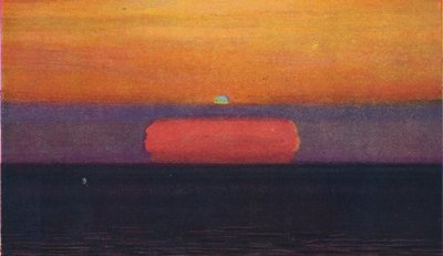 De groene flits bij zonsondergang, zeldzaamst prismatisch kleur gerefracteerd door de atmosfeer, ca. 1935 door Unbekannt