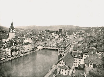 De Grosse Stadt en Kleine Stadt gescheiden door de rivier de Limmat, Zürich, Zwitserland, 1895 door Unbekannt