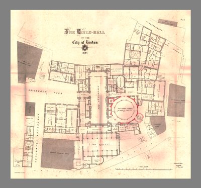 De Guild-Hall van de stad Londen, Plan, 1884 door Unbekannt