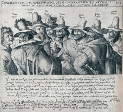 De samenzweerders van het buskruitcomplot en hun dienaar Bates, 1605, 1901 door Unbekannt