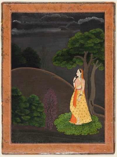 De Heldin Die Angstig Wacht op Haar Afwezige Minnaar Utka Nayaka, ca. 1750-55 door Unbekannt