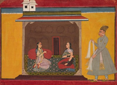 De heldin die trouw wordt bemind: Blad uit een Rasamanjari, ca. 1710 door Unbekannt