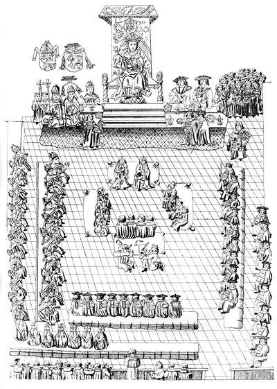 Het Hogerhuis, met Hendrik VIII op de troon door Unbekannt