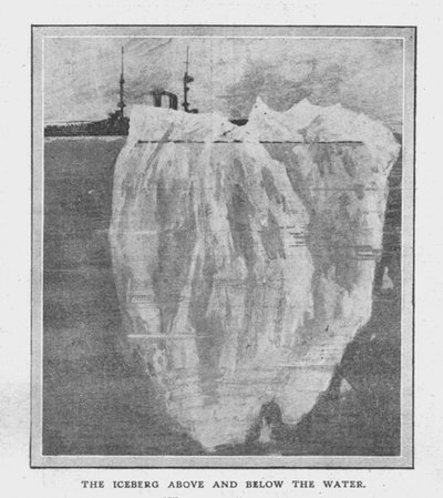 De IJsberg Boven en Onder Water, 20 april 1912 door Unbekannt