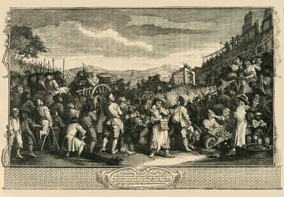 De luie leerling geëxecuteerd in Tyburn. Na de prent van Hogarth, 1747, ca. 1876 door Unbekannt