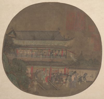 De onsterfelijke Lü Dongbin verschijnt boven het Yueyang Paviljoen, laat 13e-vroeg 14e eeuw door Unbekannt