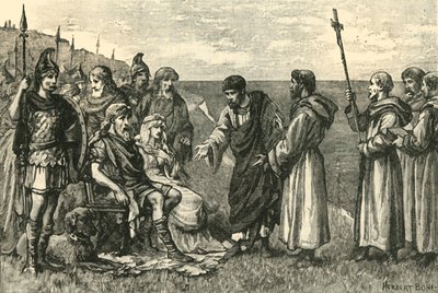 De landing van St. Augustinus in Kent, 597AD, 1890 door Unbekannt
