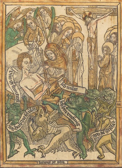 De laatste doodsstrijd van de stervende man, ca. 1470-1475 door Unbekannt