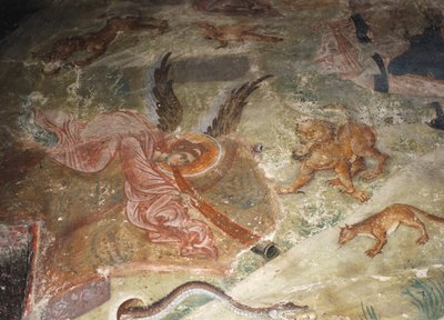 Het Laatste Oordeel. Detail: de aarde gaf haar doden op, 1321-1322 door Unbekannt