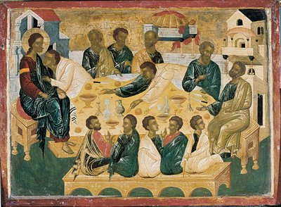 Het Laatste Avondmaal, Byzantijns icoon. door Unbekannt