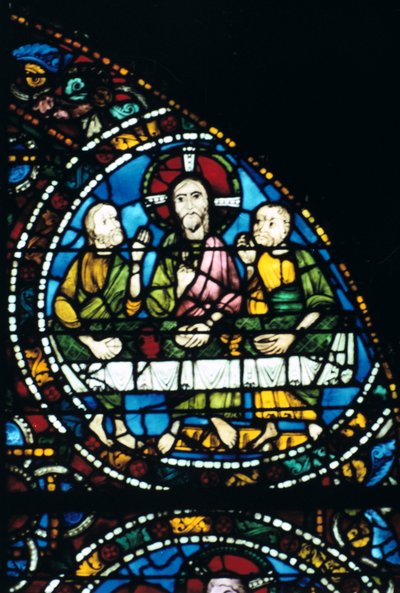Het Laatste Avondmaal, glas-in-lood, kathedraal van Chartres, Frankrijk, 1194-1260 door Unbekannt