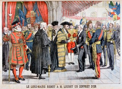 De Londense burgemeester geeft de heer Loubet een gouden doos, 1903 door Unbekannt