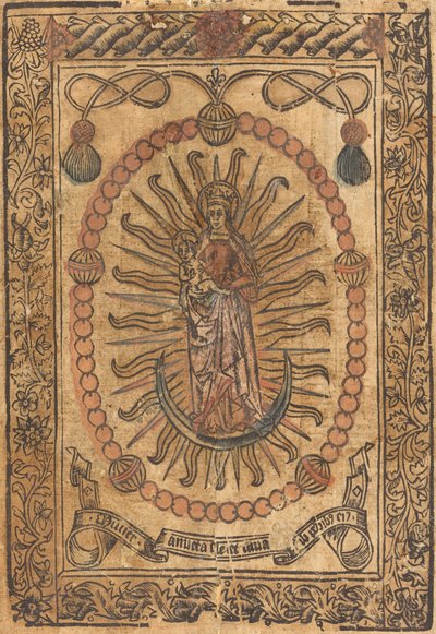 De Madonna en Kind in een rozenkrans, ca. 1490 door Unbekannt