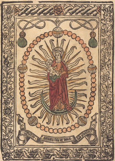 De Madonna en Kind in een rozenkrans door Unbekannt