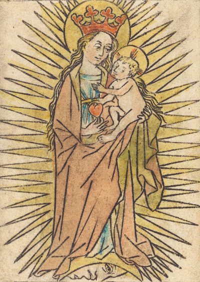 De Madonna en Kind met een peer door Unbekannt