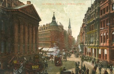 Het Mansion House & Cheapside, Londen, eind 19e-begin 20e eeuw door Unbekannt