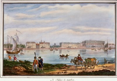 Het Marmeren Paleis en de Neva-kade, St. Petersburg, Rusland, 1822 door Unbekannt