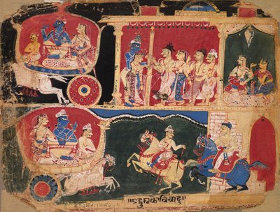 Het Huwelijk van Pradyumna en Rukmavati, pagina uit een Bhagavata Purana, ca. 1525-50 door Unbekannt