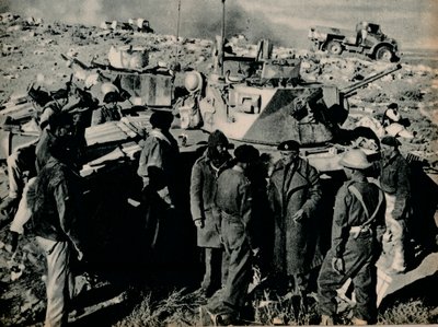 De ontmoeting bij El Duda. Op 26 november nam het garnizoen van Tobruk El Duda in, 1941-1944 door Unbekannt