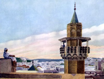 De Muezzin in zijn Minaret roept de Gelovigen tot Gebed, 1926 door Unbekannt