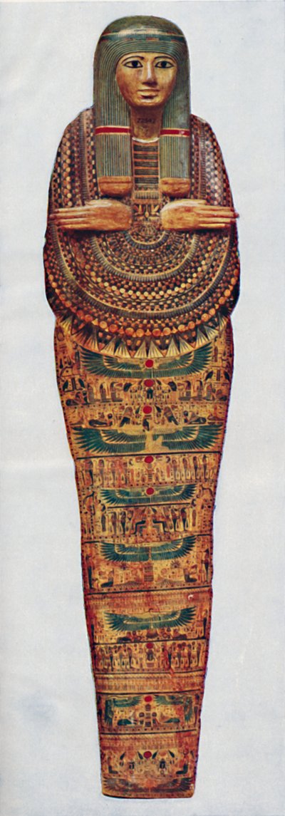 De mummiekist van een priesteres van Ammon-Ra uit 1600 v.Chr., c1935 door Unbekannt