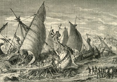 De zeeslag in de haven van Syracuse door Unbekannt