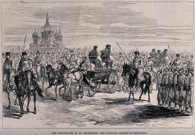 De nihilisten naar de executie gebracht in Sint-Petersburg, ca. 1881 door Unbekannt