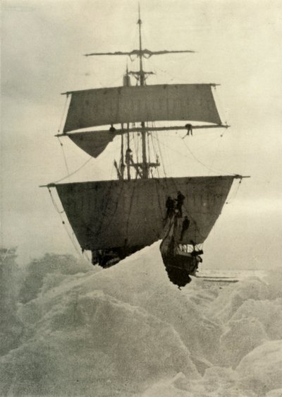 De Nimrod vastgehouden in het ijs, 1908 door Unbekannt