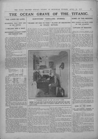 Het Oceaangraf van de Titanic, en foto van een draadloze operator, 20 april 1912 door Unbekannt