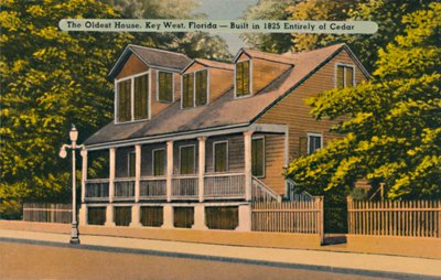 Het oudste huis, Key West, Florida - Gebouwd in 1825 geheel van ceder, ca. 1940s door Unbekannt