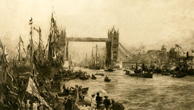 De openingsceremonie van de Tower Bridge, ca. 1894 door Unbekannt