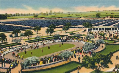 De Paddock bij Santa Anita, Los Angeles Turf Club, Arcadia, Californië, 1930s door Unbekannt