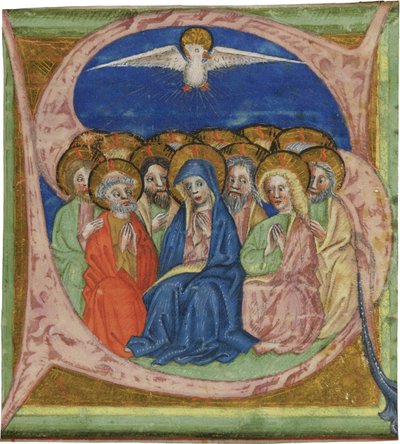 Pinksteren. Initiaal S uit een manuscript Graduale, ca. 1430 door Unbekannt