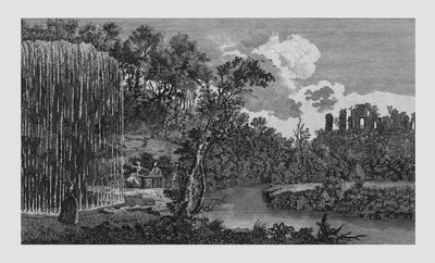De Versteende of Druipende Bron, en Ruïnes van Knaresbrough Kasteel in Yorkshire door Unbekannt