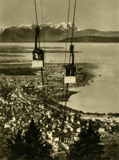 De Pfänderbahn kabelbaan, Bregenz, Oostenrijk, ca. 1935 door Unbekannt