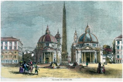 Het Piazza del Popolo, Rome, Italië, ca. 1880 door Unbekannt