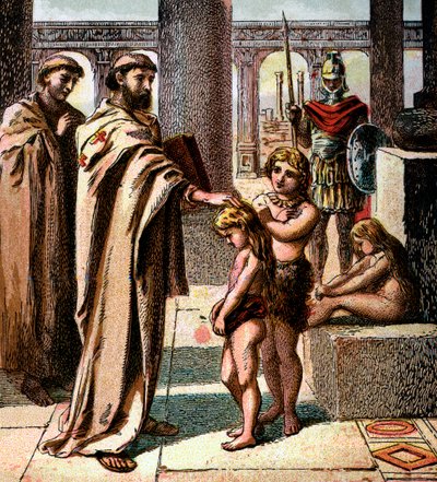 De paus en de Saksische kinderen, ca. 1850 door Unbekannt