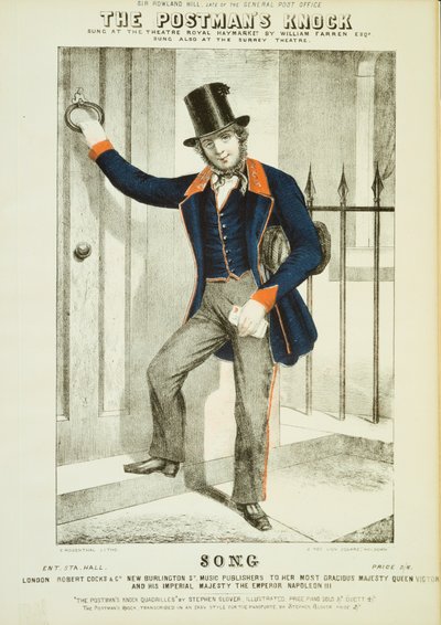 De postbode klopt, ca. 1855 door Unbekannt
