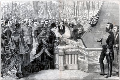 De Prinses van Wales lanceert het nieuwe gepantserde schip Alexandra, 1875 door Unbekannt