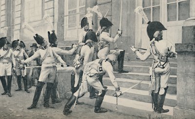De Pruisische Adellijke Garde Slijpt Hun Zwaarden op de Trappen van de Franse Ambassade in Berlijn, 1896 door Unbekannt