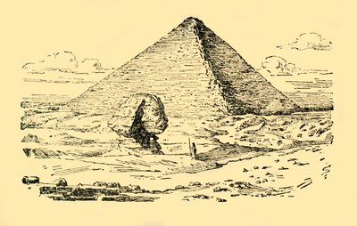 De piramidegraf van koning Khufu en de Grote Sfinx van Gizeh, Egypte, ca. 1930 door Unbekannt