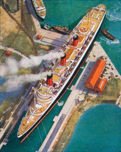 De Queen Mary in Southampton door Unbekannt