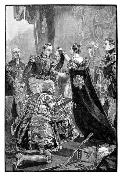 De Koningin die de Keizer van de Fransen de Orde van de Kousenband verleent, 1855, 1888 door Unbekannt