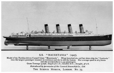 De RMS Mauretania, 20e eeuw door Unbekannt