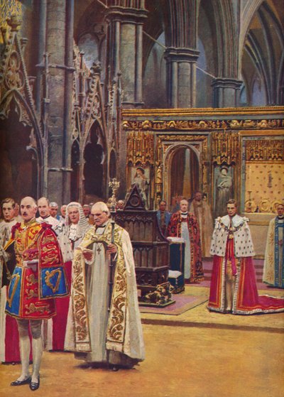 De Herkenning: De Koning Staat Voor de Vergadering, gepresenteerd door de Aartsbisschop, 1937 door Unbekannt