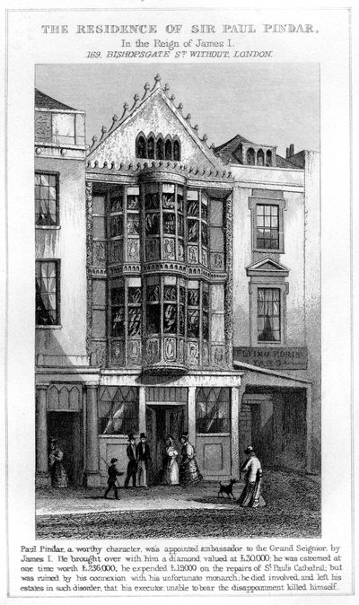 De Residentie van Sir Paul Pindar, Bishopsgate, City of London door Unbekannt