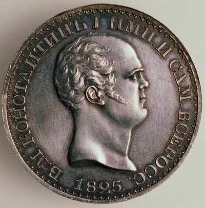 De Rubel van Constantijn, Voorzijde: Portret van Constantijn, 1825 door Unbekannt
