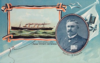 De SS Kaiser Wilhelm der Grosse en Kapitein Otto Cuppers, ca. 1905 door Unbekannt